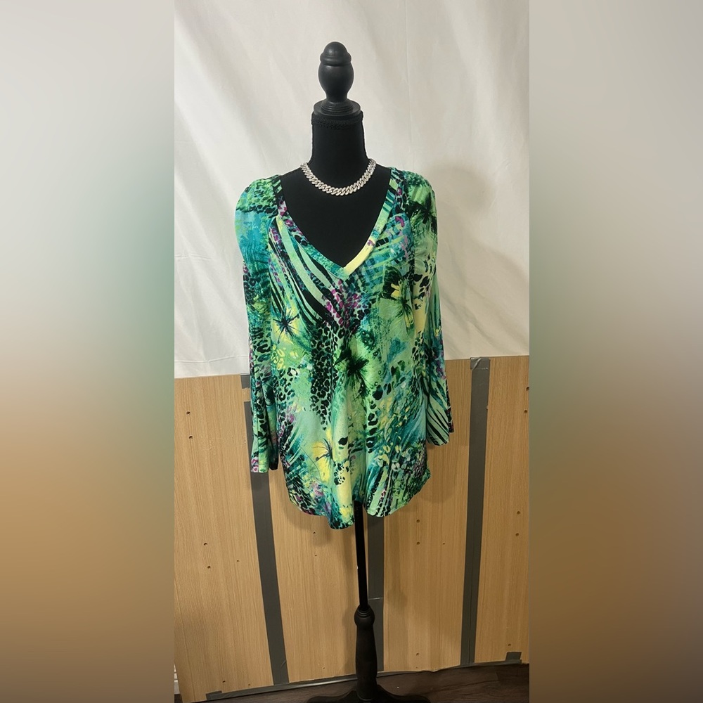 Tropical Green and Blue Women's Blouse